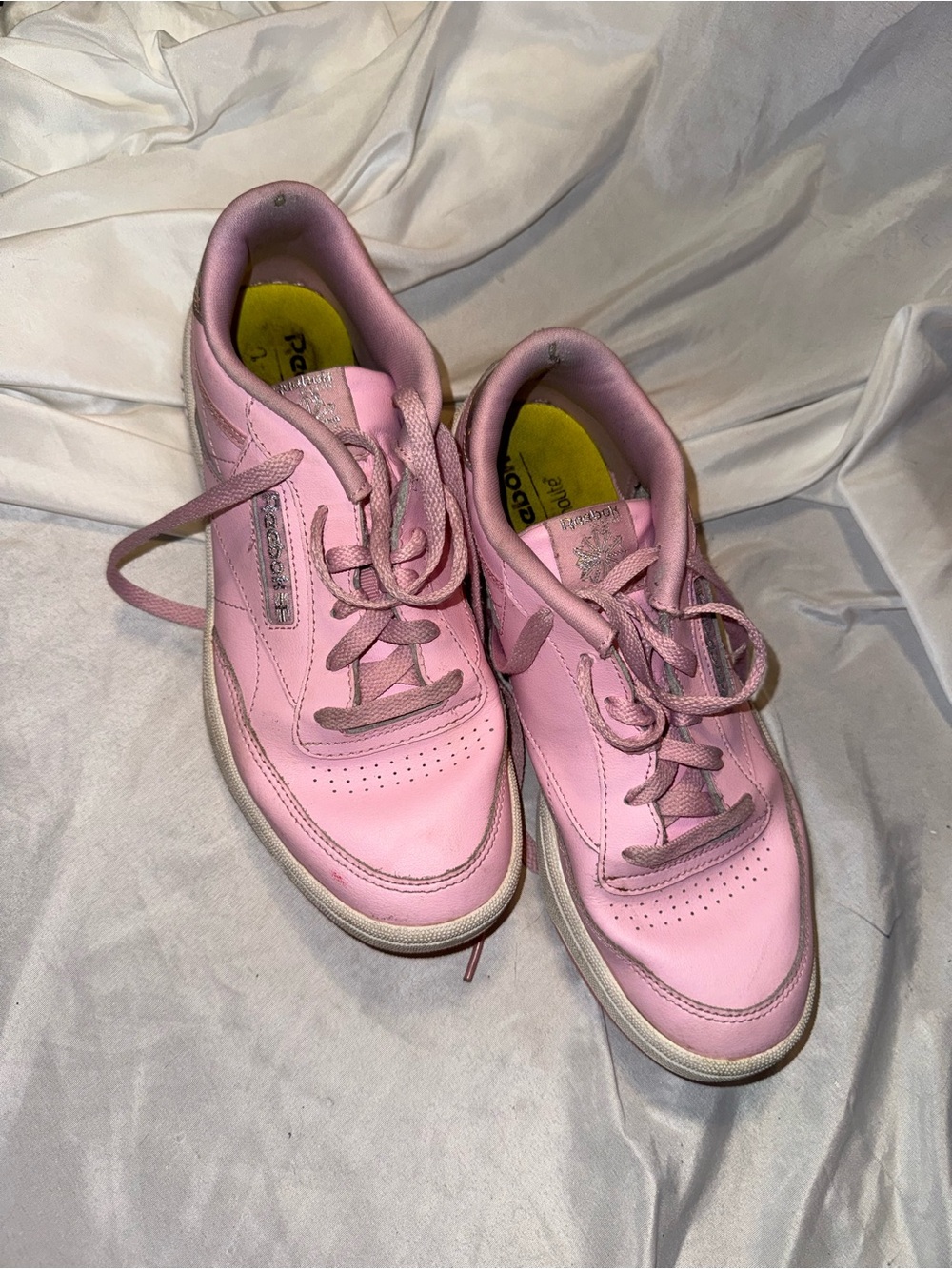 Women's Reebok Club C Pink Lace-Up Sneakers - Classic Comfort- 6.5